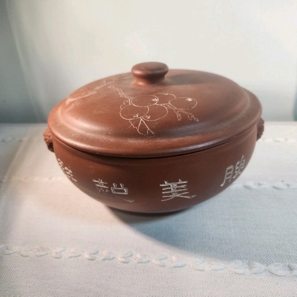 Vintage Chinese Red Clay Yunnan Rice & Stew Steamer With Lid